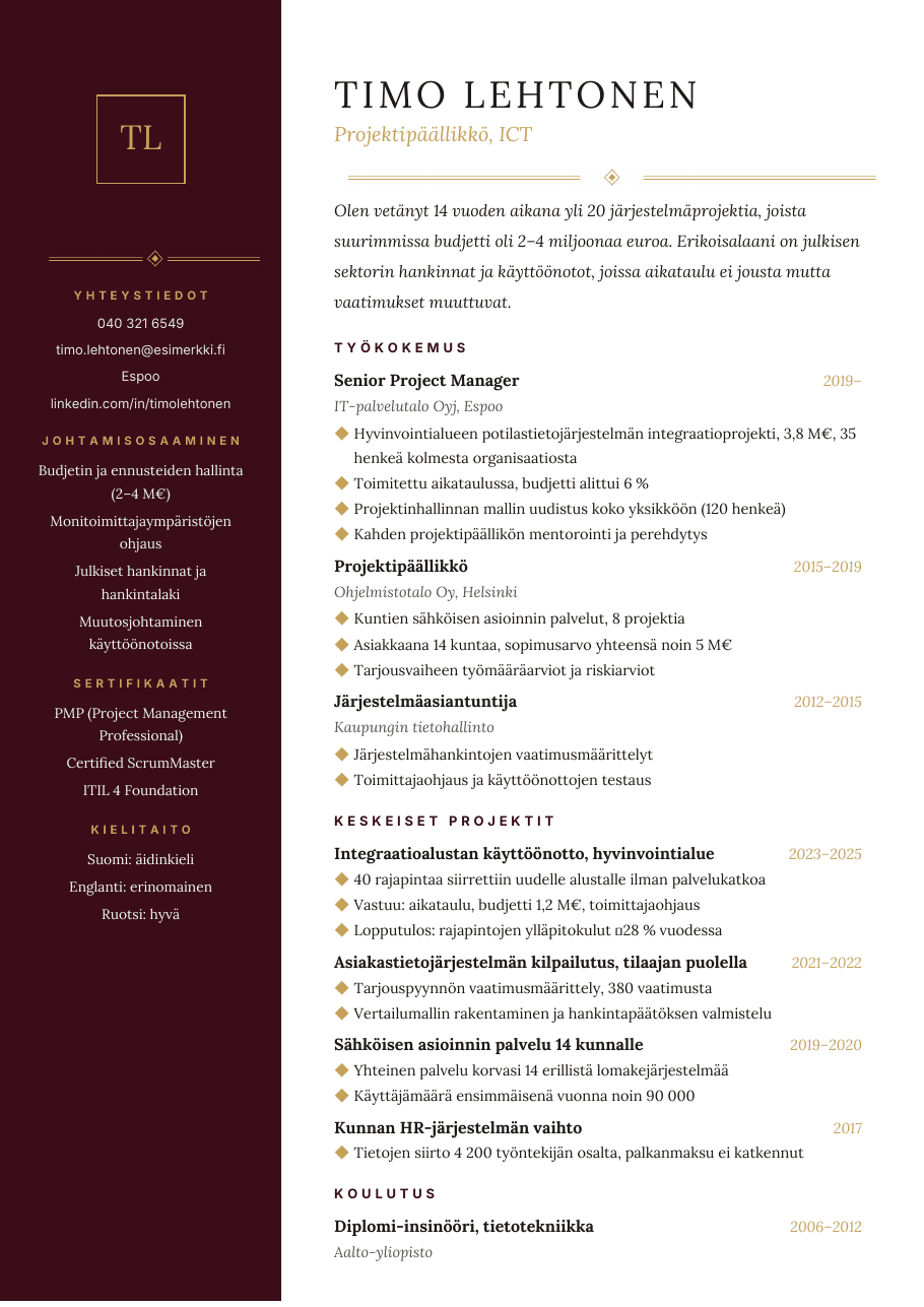Kulta, värivaihtoehto Viini