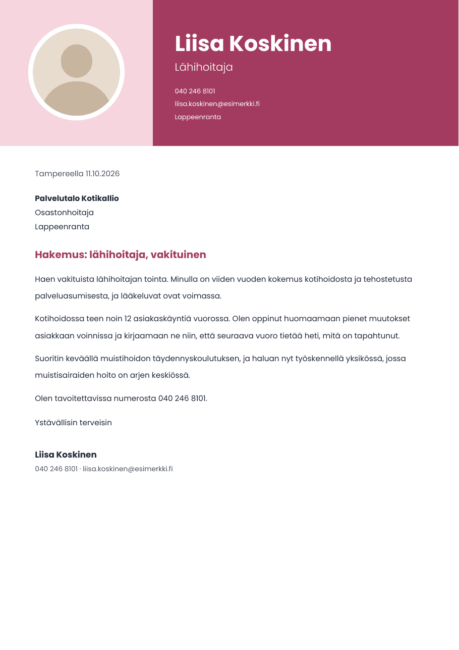 Linja-työhakemuspohja